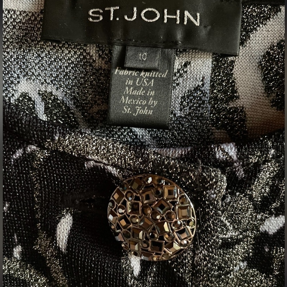 St. John Metallic Floral Blazer Sz 10 - Picture 2 of 7